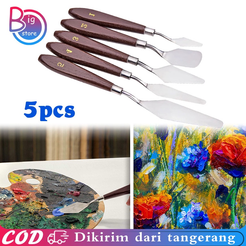 

KODE Q6W Isi 5pcs Pisau Palet Lukis Stainless Steel Pisau Lukis Palette Knife Painting Knife Pallete Knife