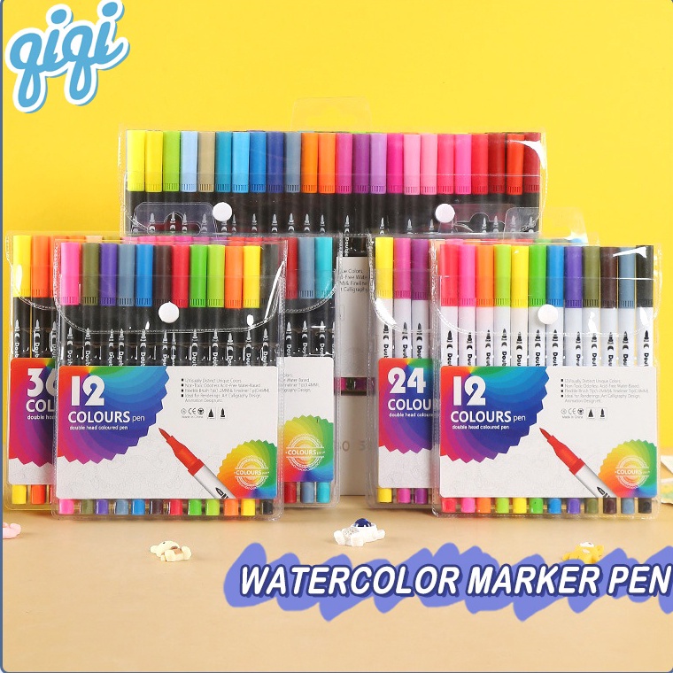 

KODE B45J Watercolor Marker Pen Spidol Warna 243648 WarnaPena Cat Air Soft BerjokPen Marker Pena Double Headed Pen Pena Qiqi Treasure