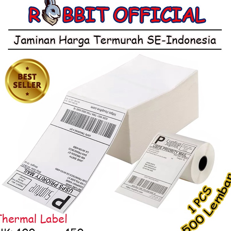 

KODE B19K Kertas Thermal Label Barcode 1 x 15 mm Label Pengiriman 1x15 ukuran A6 isi 5pcs