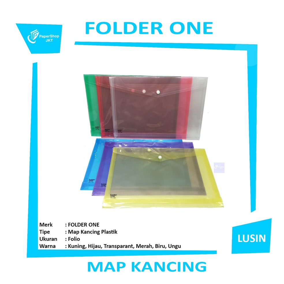 

KODE B93B FOLDER ONE Map Kancing Plastik Ukuran Folio Lusin