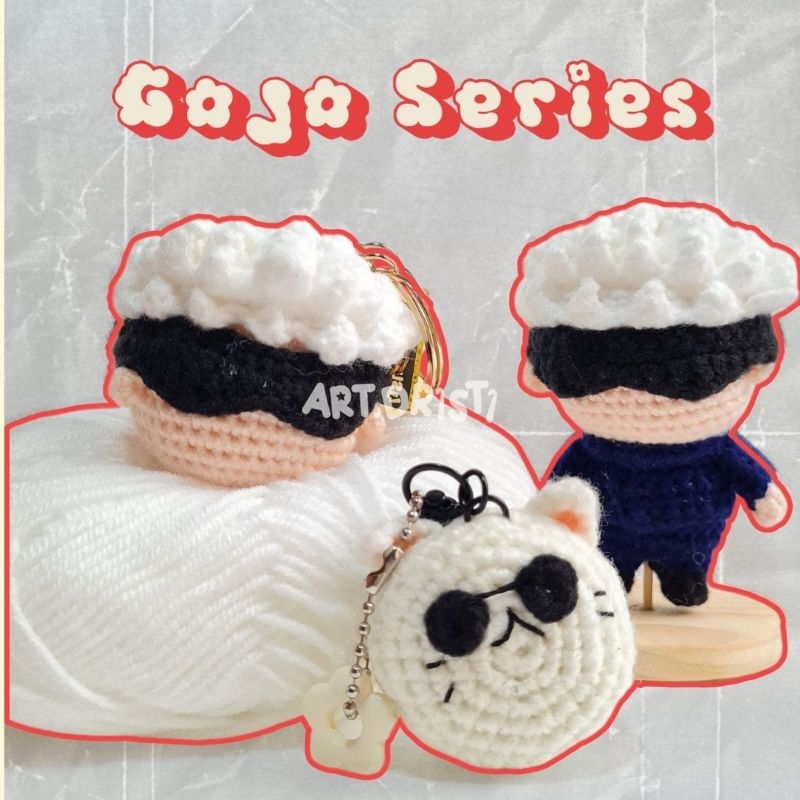 GOJO SATORU AMIGURUMI anime jujutsu kaisen cat figure keychain