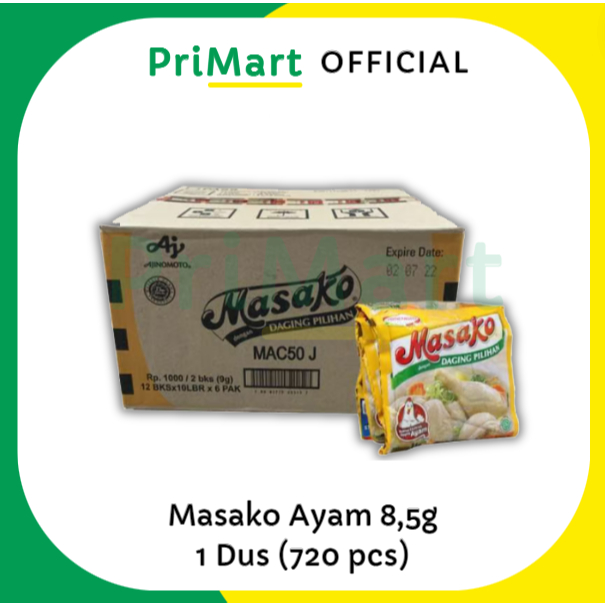 

Masako MSG Bumbu Kaldu Ayam Penyedap Rasa 8.5g 1 dus (720 Bungkus)
