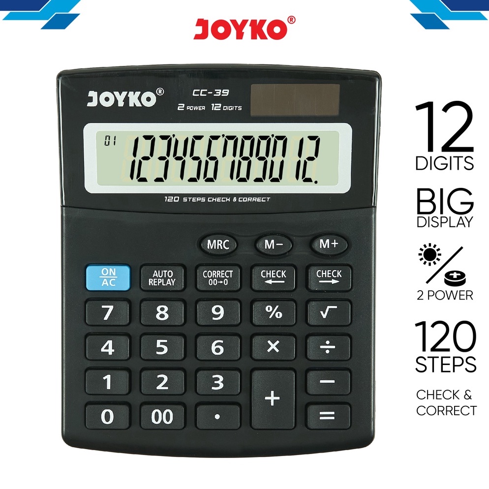 

KODE I16S Calculator Kalkulator Joyko CC39 12 Digits Check Correct