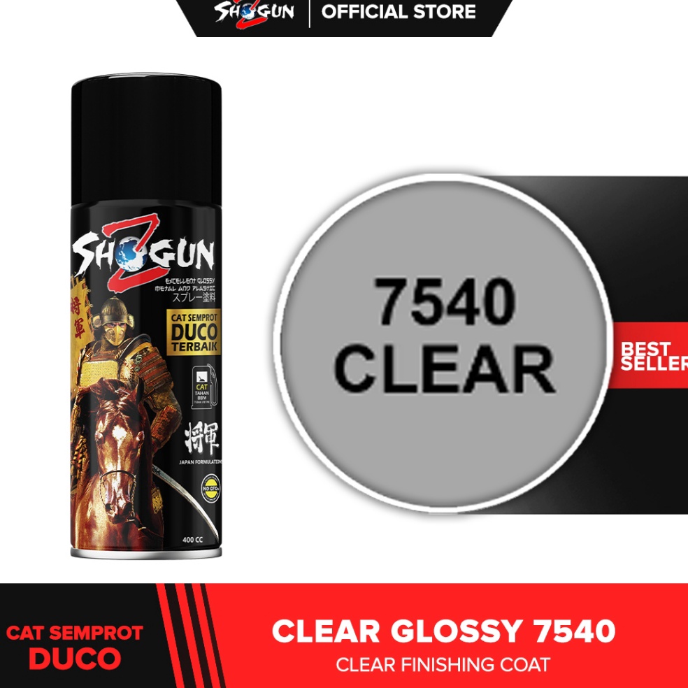 

KODE D54Q Shogun Z Clear Gloss 754 Cat Semprot Pernis Transparan Vernish Glossy Mengkilap
