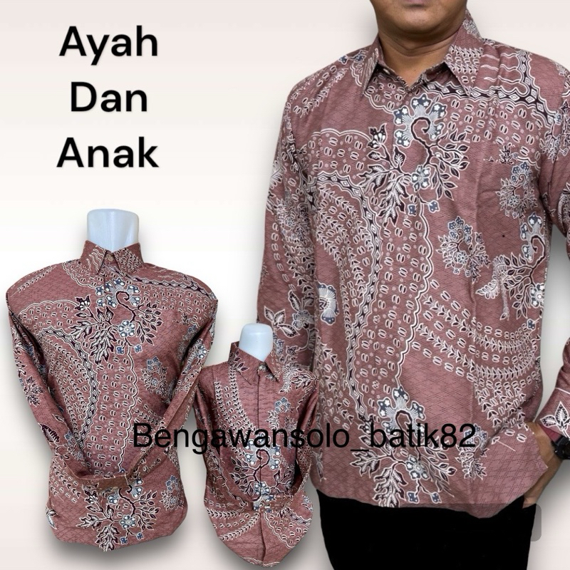 PINK SALEM NEW,Kemeja batik couple ayah dan anak lengan panjang lapisan furing warna pink SALEM