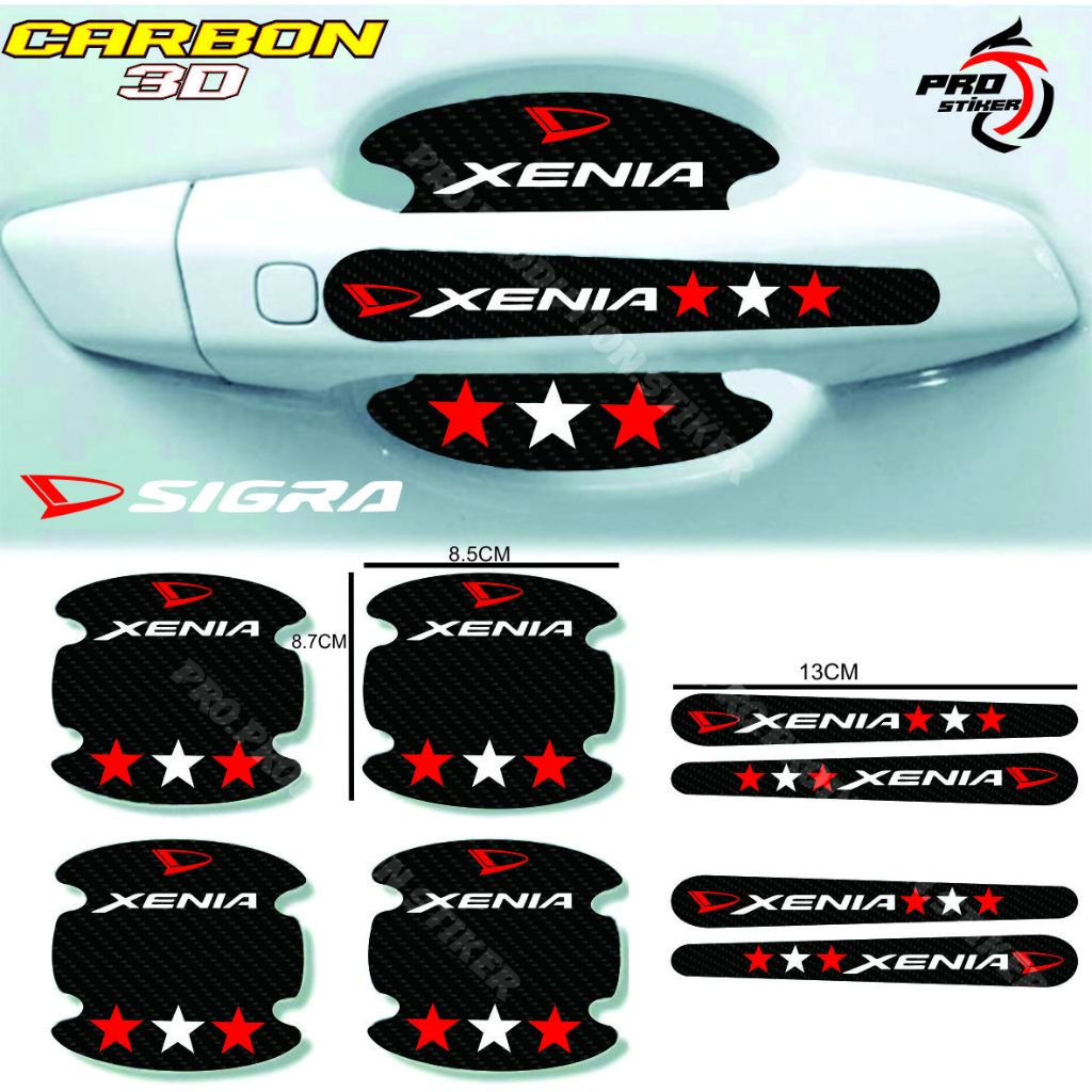 8PCS sticker karbon handle mobil daihatsu XENIA pelindung gagang pintu mobil universal