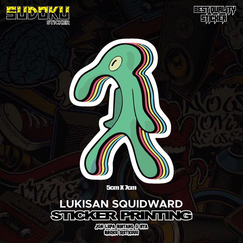STICKER STIKER PRINTING LUKISAN SQUIDWARD SPONGEBOB
