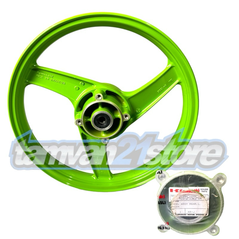 NOS VELG RODA BELAKANG STD RACING NINJA R LAMA 41073-1523-UW HIJAU LIME ORIGINAL