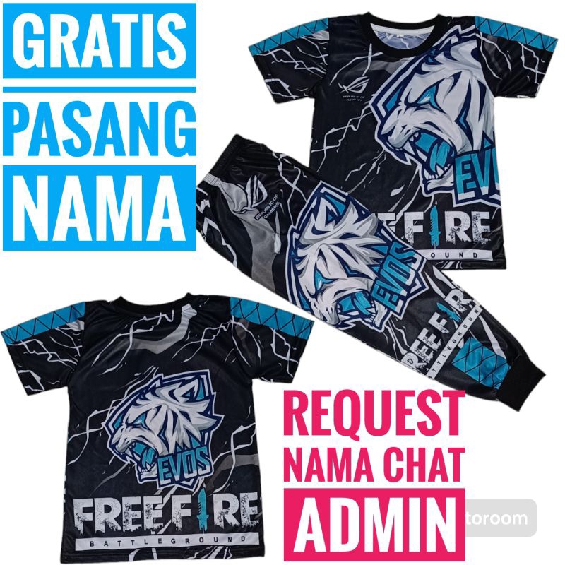 SETELAN BAJU GAMING FREE FIRE BISA CUSTOM NAMA