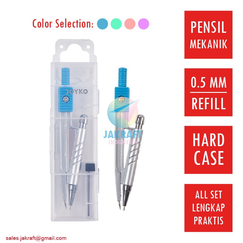 

CEPAT 1 Set Jangka Math Set Pensil Mekanik Klik 5 mm JOYKO MS75 Mechanical Pencil Study Compass