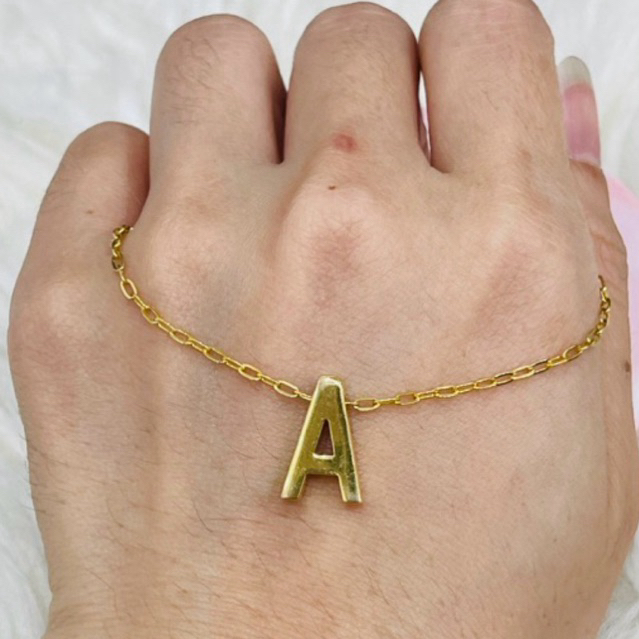 kalung fancy huruf A simple elegant mewah emas asli kadar 700