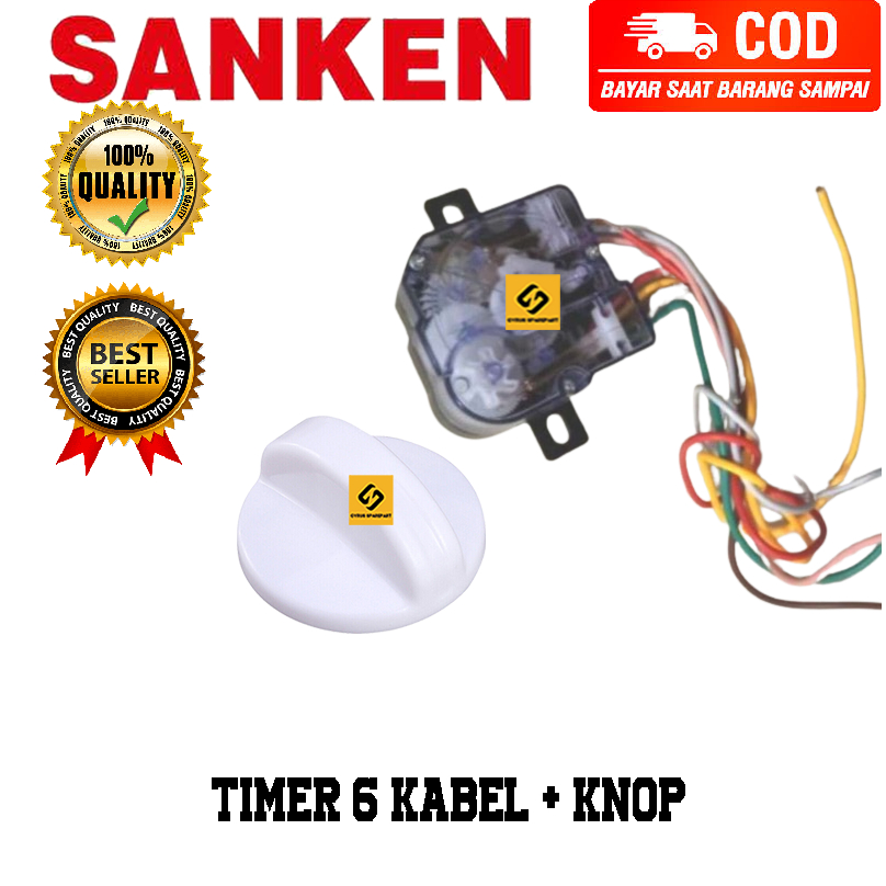 Timer Mesin Cuci 6 Kabel + Knop Putaran Timer Mesin Cuci SANKEN 2 Tabung
