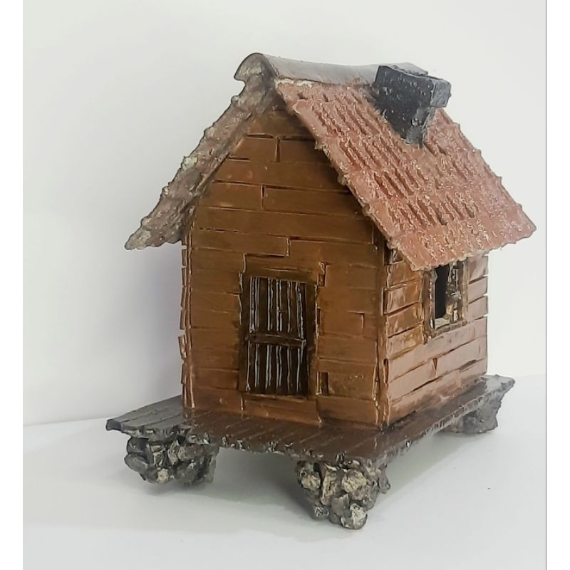 miniatur rumah untuk hiasan aquascape aquarium atau bonsai