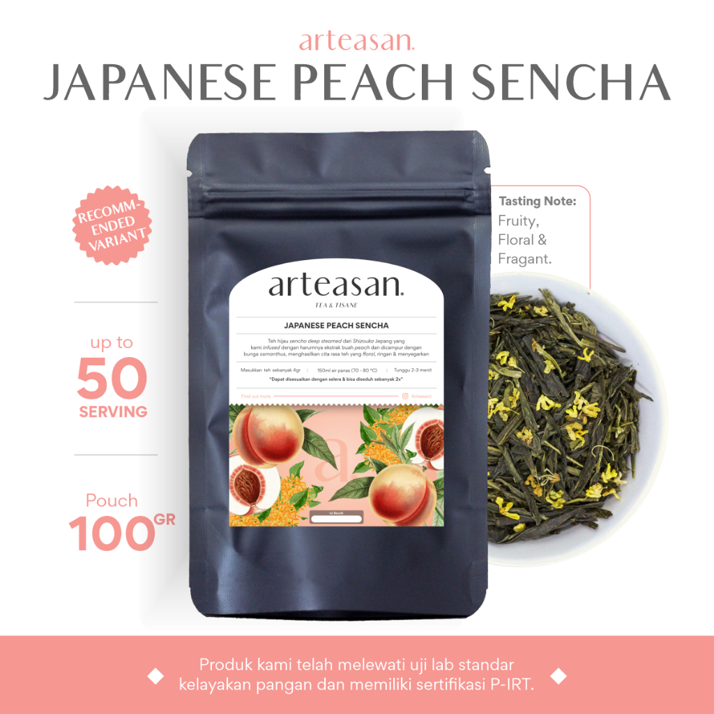 

Japanese Peach Sencha - Tea Blend - Ukuran 100gr / Teh Hijau Sencha rasa peach / Loose Leaf Tea