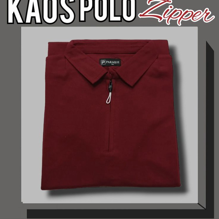 Segera Beli  Kaos Kerah Pria Polo Shirt Zipper Polos Lengan Pendek  Kaos Polo Zipper  Kaos Polo Pria