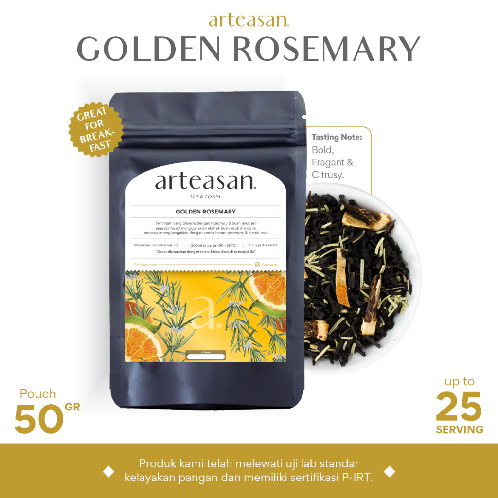 

Golden Rosemary - Tea Blend - Ukuran 50gr / Teh Hitam Rosemary / Loose Leaf Tea / daun teh asli