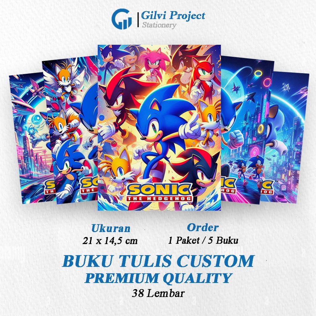 

Buku Tulis Sekolah Custom Tema SONIC Bergaris 38 Lembar 1 Pak Isi 5 Buku/ Buku Tulis Anime/ Buku Aesthetic/ Buku Catatan