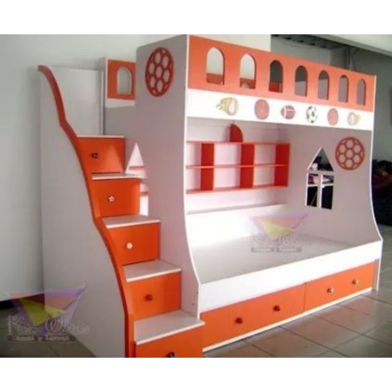 Ranjang anak tingkat 2 kasur bahan kayu berkualitas, tempat tidur anak tingkat 2 kasur, ranjang ting