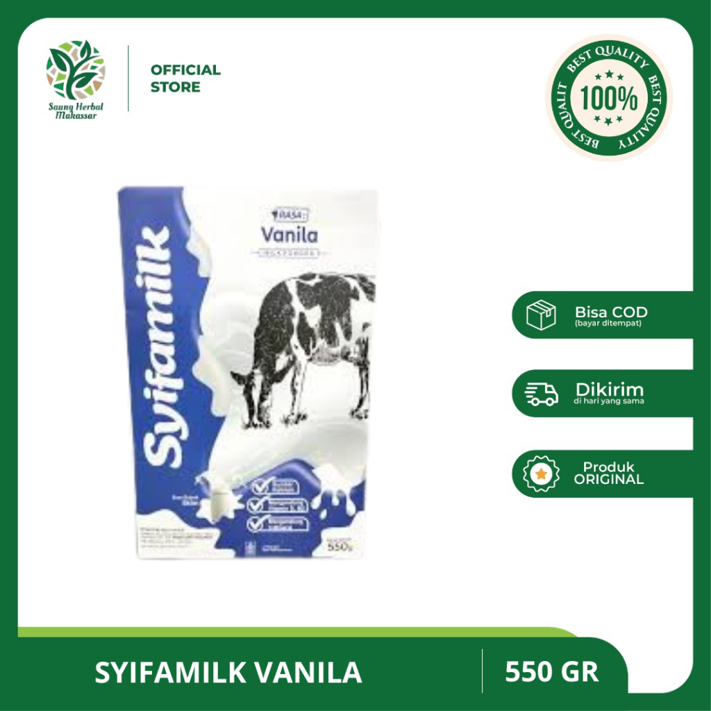 

Syifamilk Vanila - Susu Sapi Untuk Penurun Berat Badan Rasa Vanila Bubuk - 550 Gr