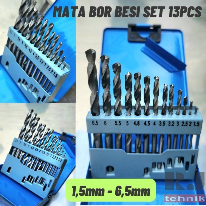 Set Mata Bor Besi Isi 13pcs 1,5mm - 6,5mm