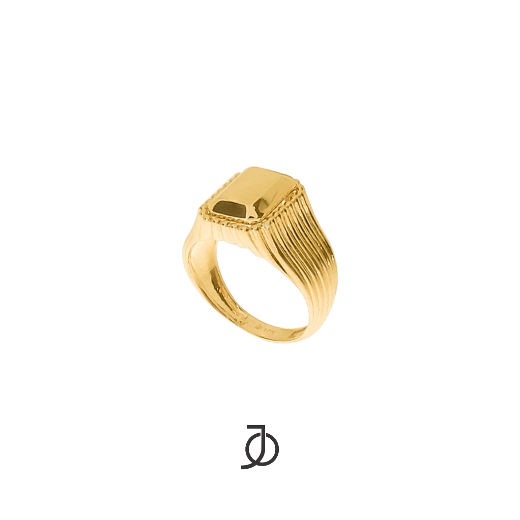 JO Cincin Emas - Fluted Signet Ring