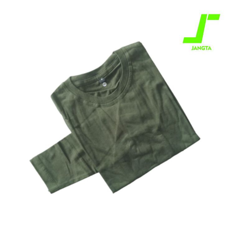 BAJU KAOS POLOS ANAK HIJAU ARMY LENGAN PANJANG LAKI-LAKI PEREMPUAN PREMIUM COTTON COMBAD 30S TERLARI
