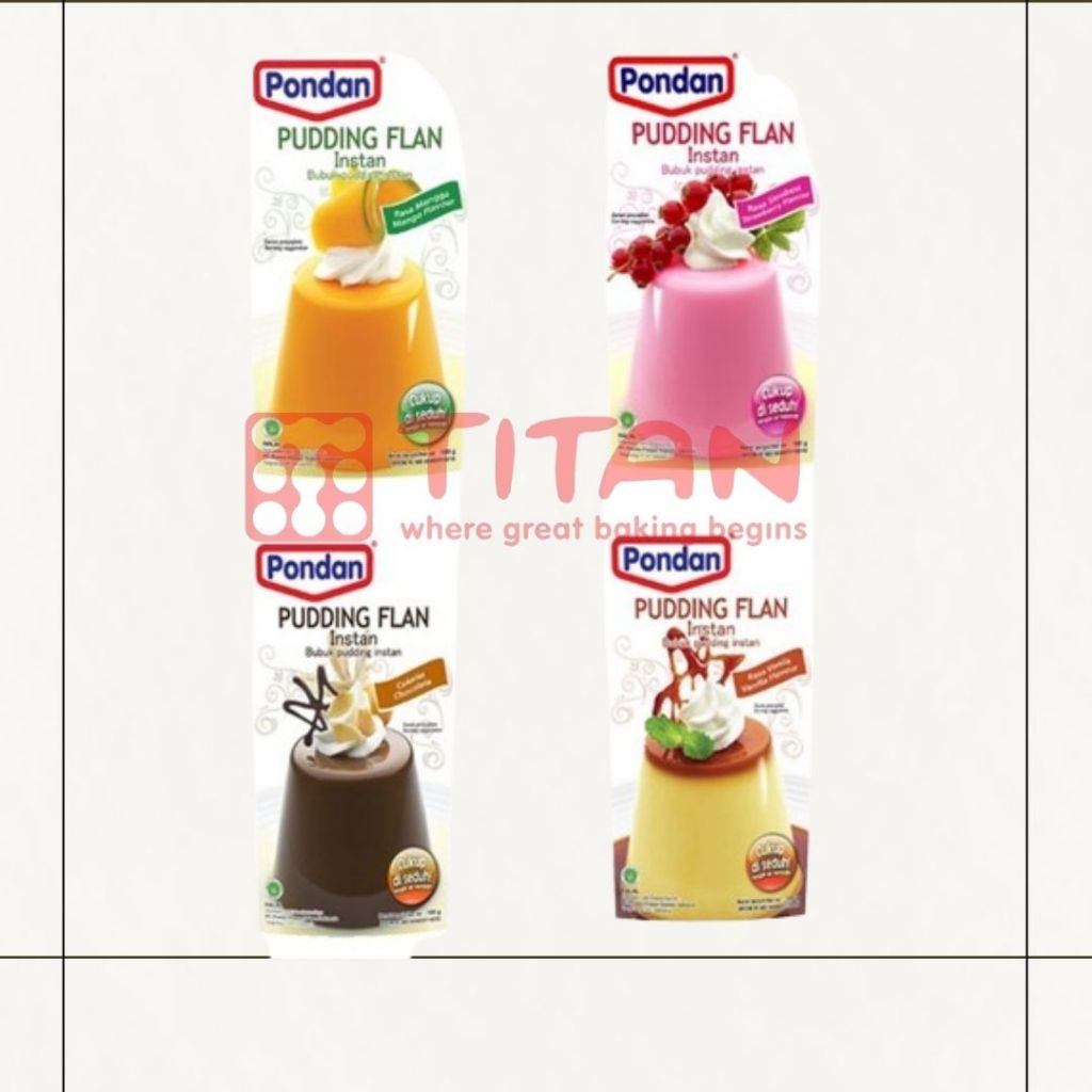 

Pondan Pudding Flan Instant Chocolate/Strawberry/Vanilla/Mango 100 Gr