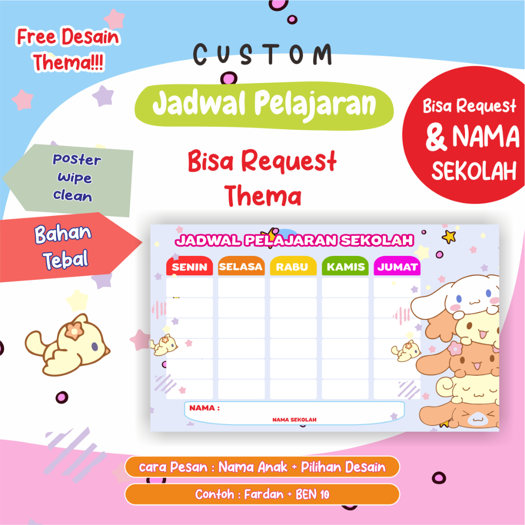 

Poster Jadwal Pelajaran Custom Nama Anak Free Desain