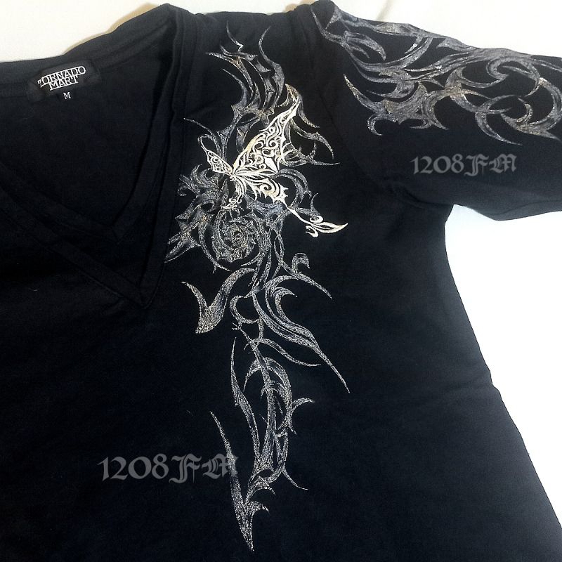 (preloved) tornado mart embroidery raglan black tribal pattern