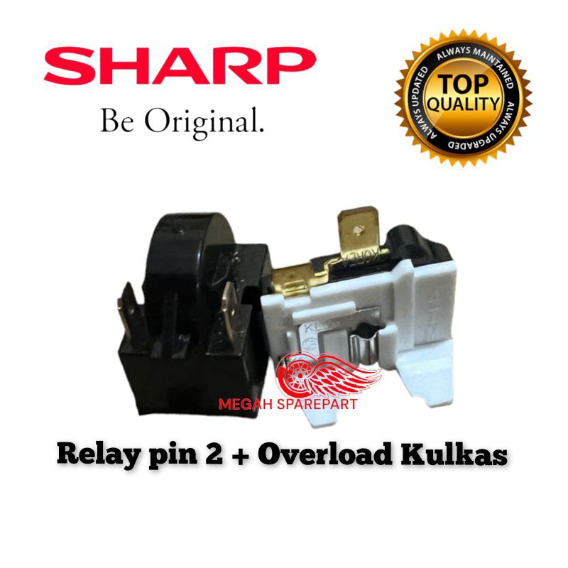 RELAY  2 PIN + PTC OVERLOAD KULKAS SHARP 1/2 PINTU