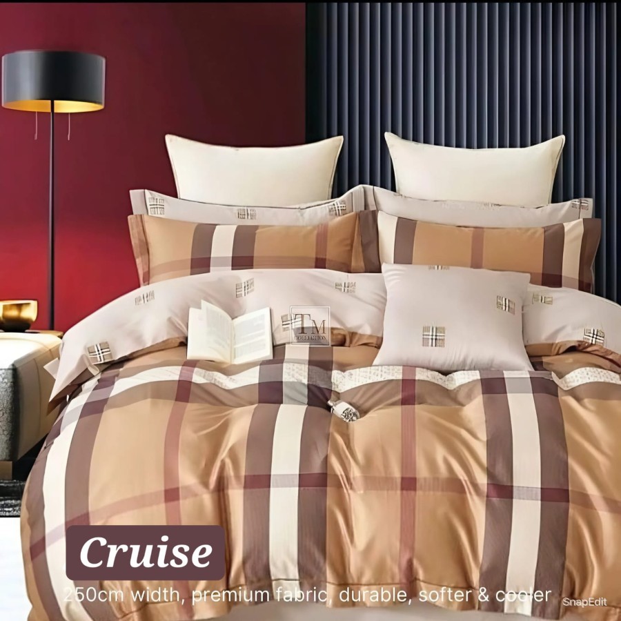 Bedcover Saja Tanpa Sprei Katun Motif Kotak Cruise | Selimut | Bed Cover Saja | Bedcover Cowok Murah