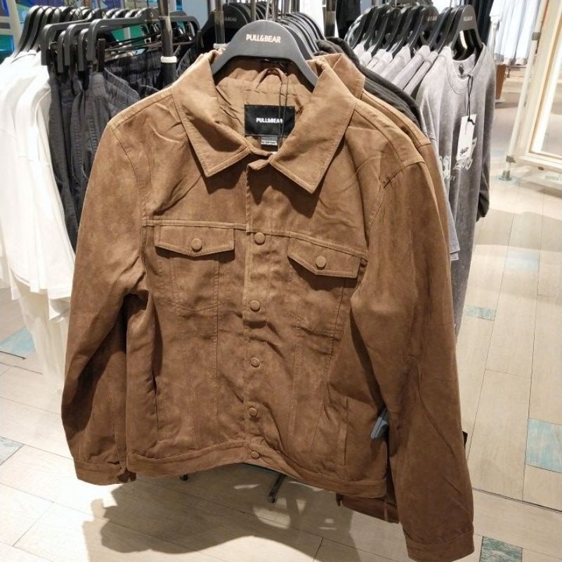 PULL&BEAR Jaket Faux Suede Trucker Jacket PULL AND BEAR ORIGINAL TERMURAH