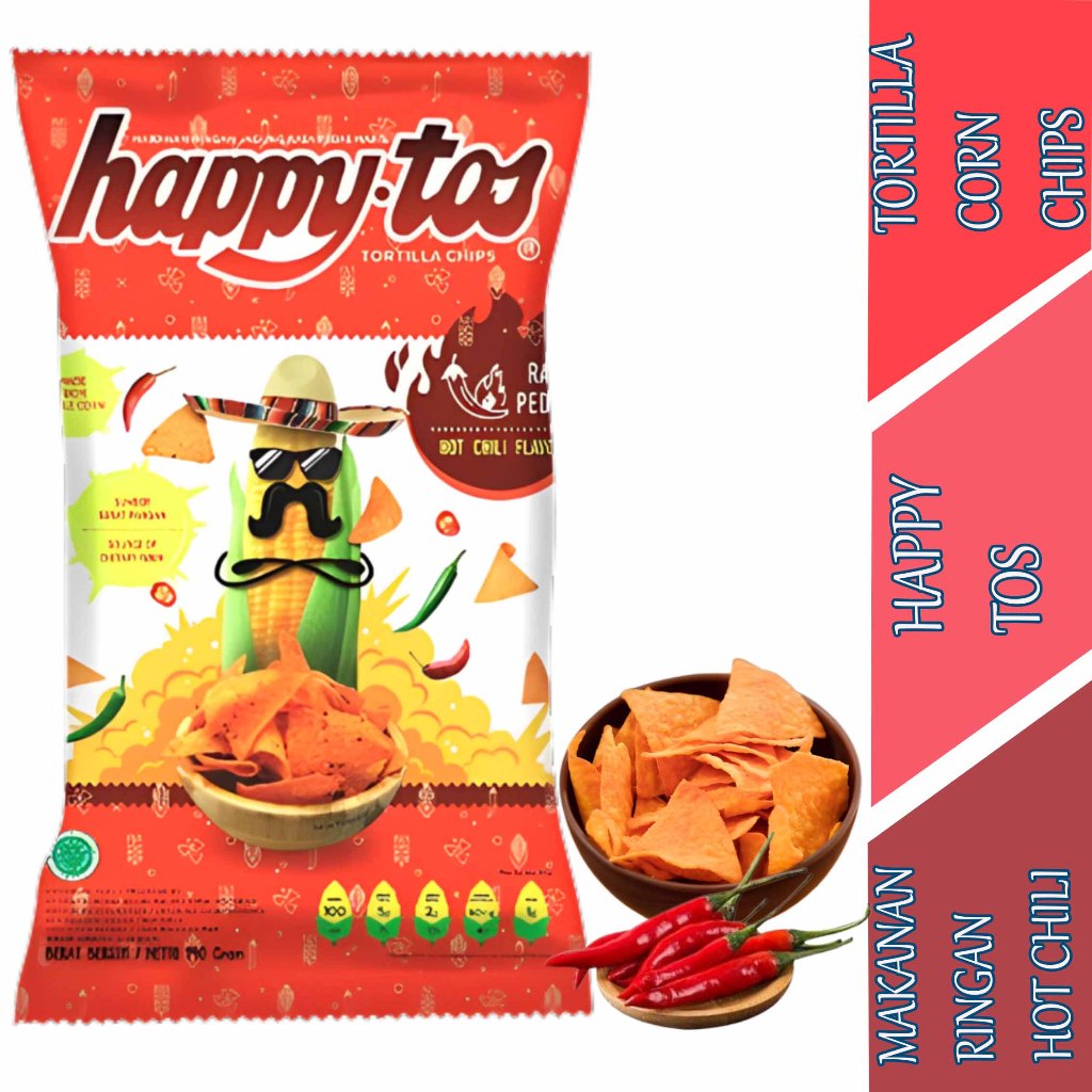 

Tortilla Corn Chips - Happy Toss - Makanan Ringan Rasa Hot Chili - 140gr