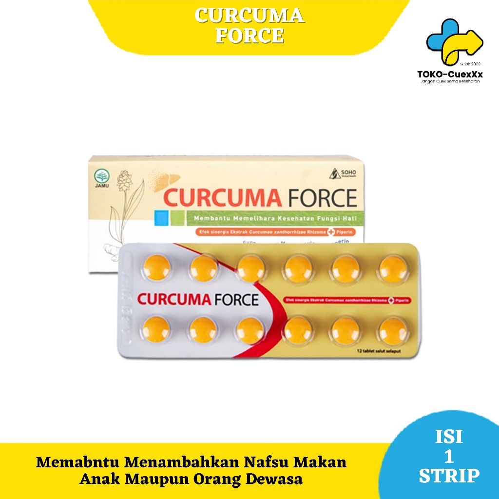 Curcuma Force Strip isi 12 Tablet Suplemen Makanan Penambah Nafsu Makan Dewasa