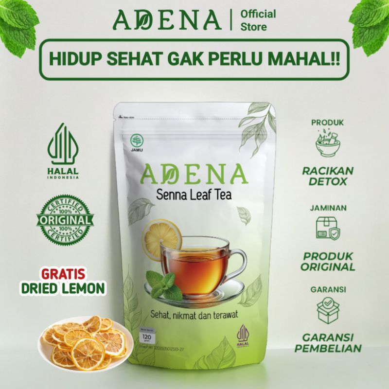 

PROMO 1 PCS ADENA Sena Leaf TEA Detox Slimming Tea Penurun Berat BADAN Pelancar BAB Free Dried Lemon