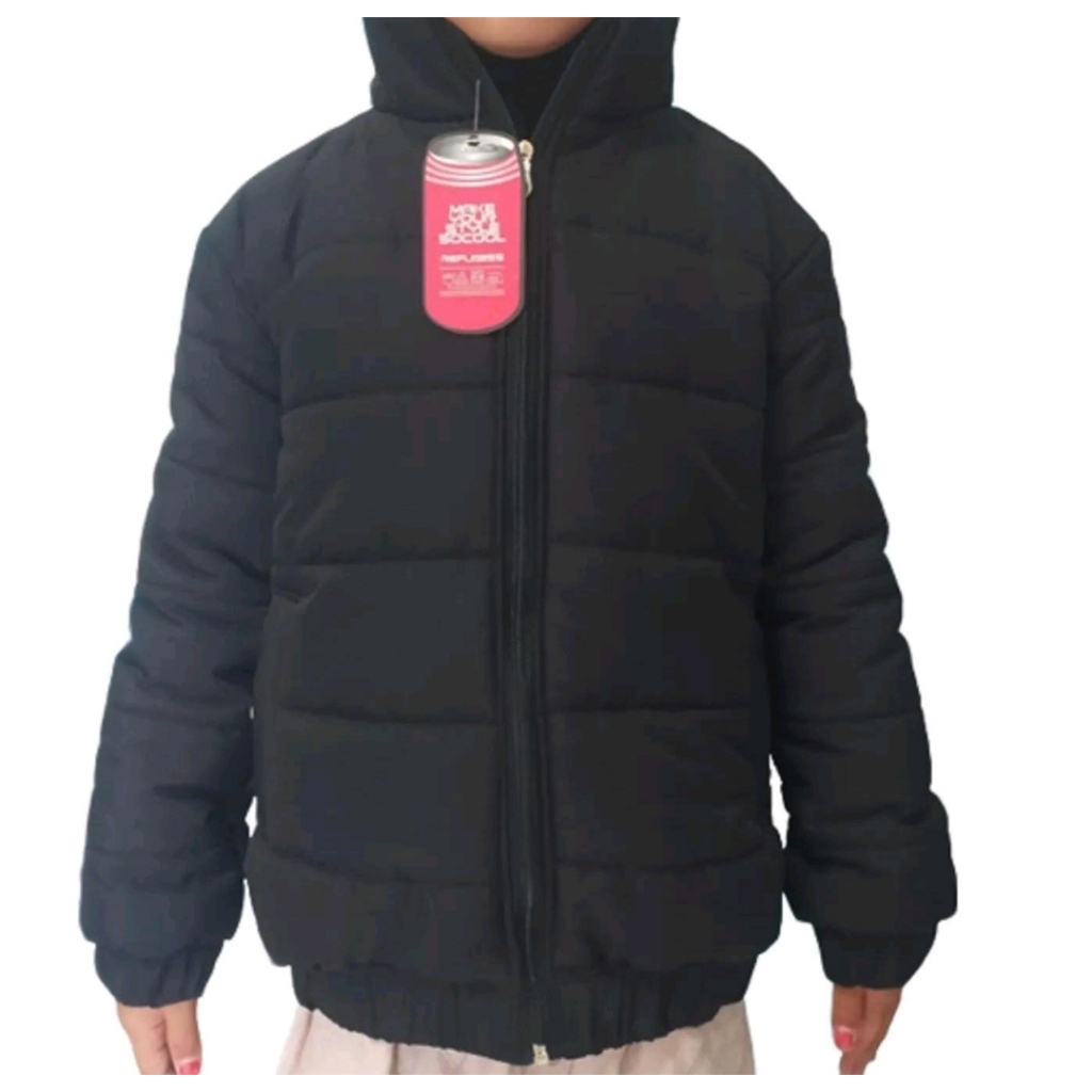 jacket anak cowok cewek tebal gelembung hitam musim dingin