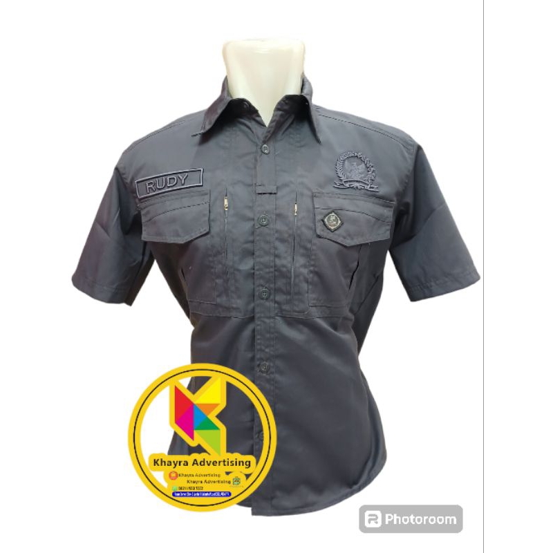 kemeja M tac DPD RI seragam M tac DPD RI bordir timbul abu lengan pendek