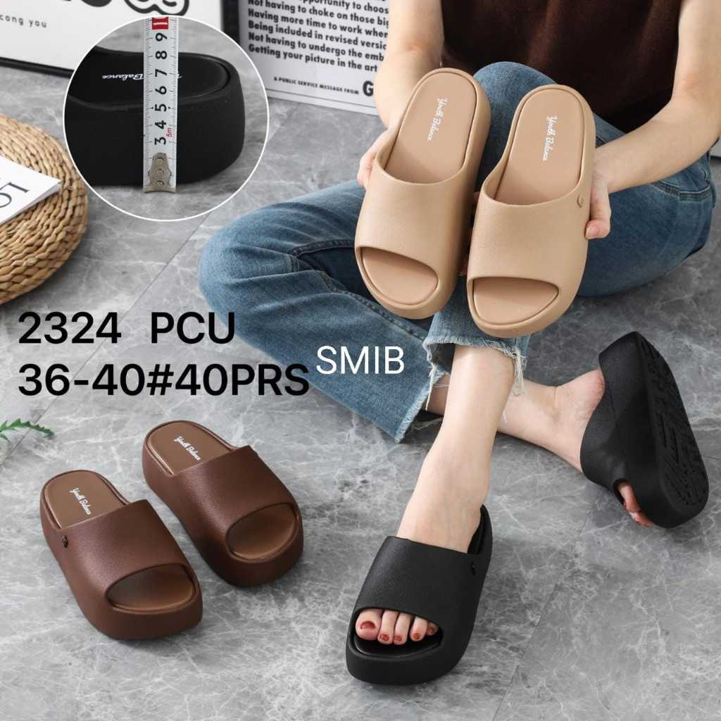 Sandal Selop Wanita Karet Import BALANCE Motif Polos Sol Tebal 5 CM / 2324