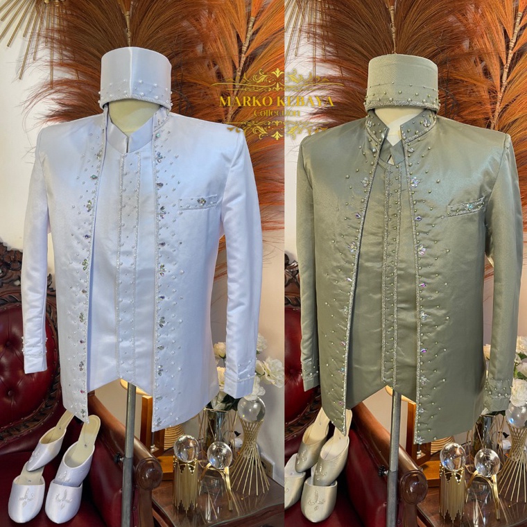 KODE K64D Beskap pengantin  Beskap pengantin pria  Beskap pengantin putih  Beskap pengantin premium 