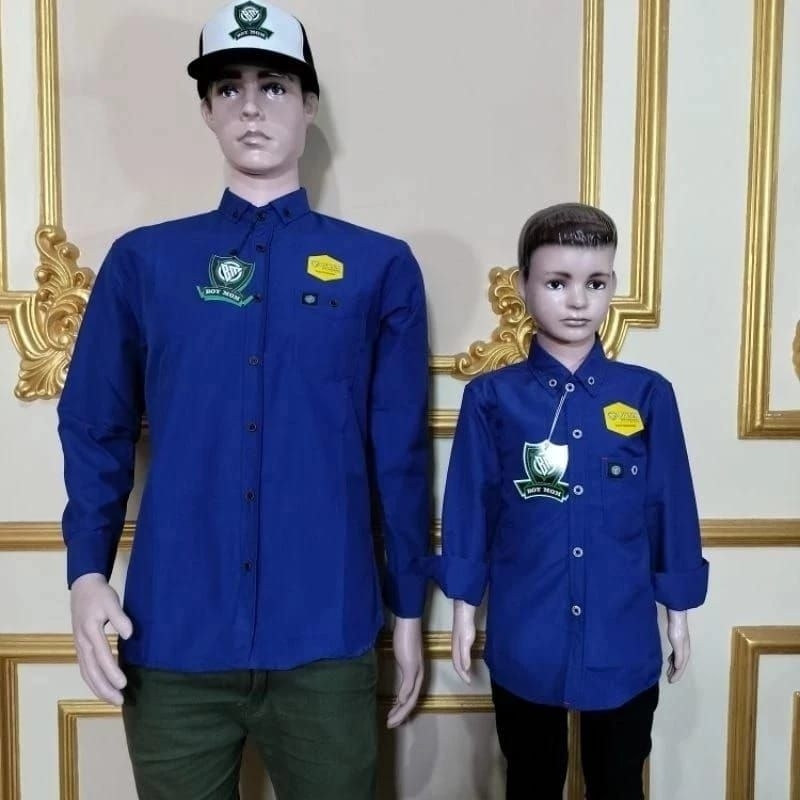 kemeja polos lengan panjang couple ayah dan anak
