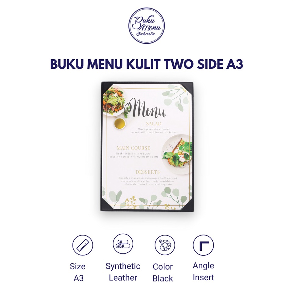 

KODE V27G COVER MENU TWO SIDE A4 A3 LEATHER KULIT RESTORAN RESTAURANT PUB CAFE KLINIK