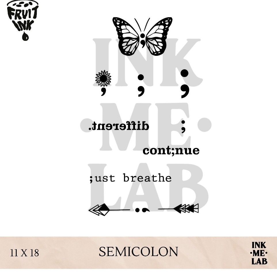 KODE J36V Semicolon Tattoo by Inkmelab 11x18 Fruit Ink Tattoo Temporer Bertahan 23 minggu