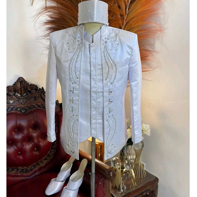 KODE H29O Basofi pengantin  Basofi pengantin putih  Beskap pengantin  Beskap pengantin pria  Beskap 