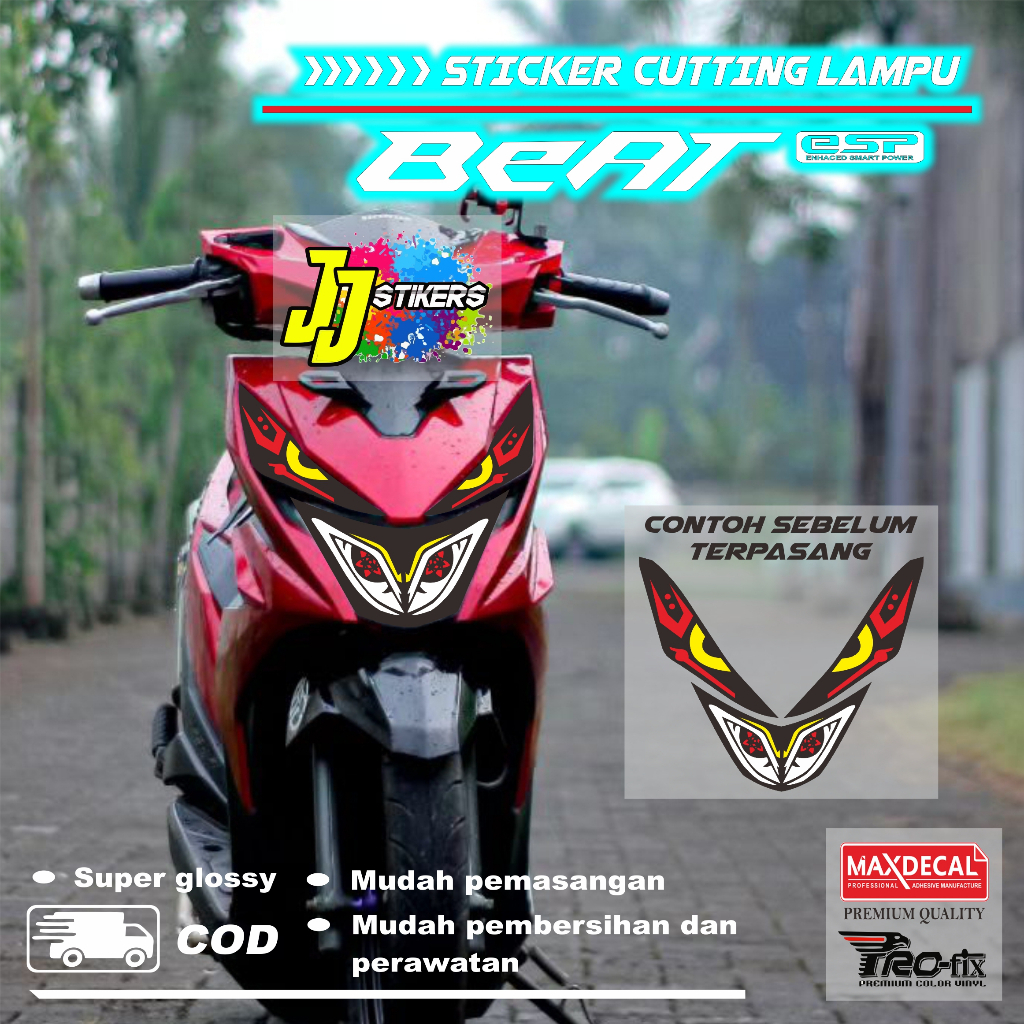 Stiker Lampu Dan Sein Motor Beat New Esp / Street 2016 Sampai 2019