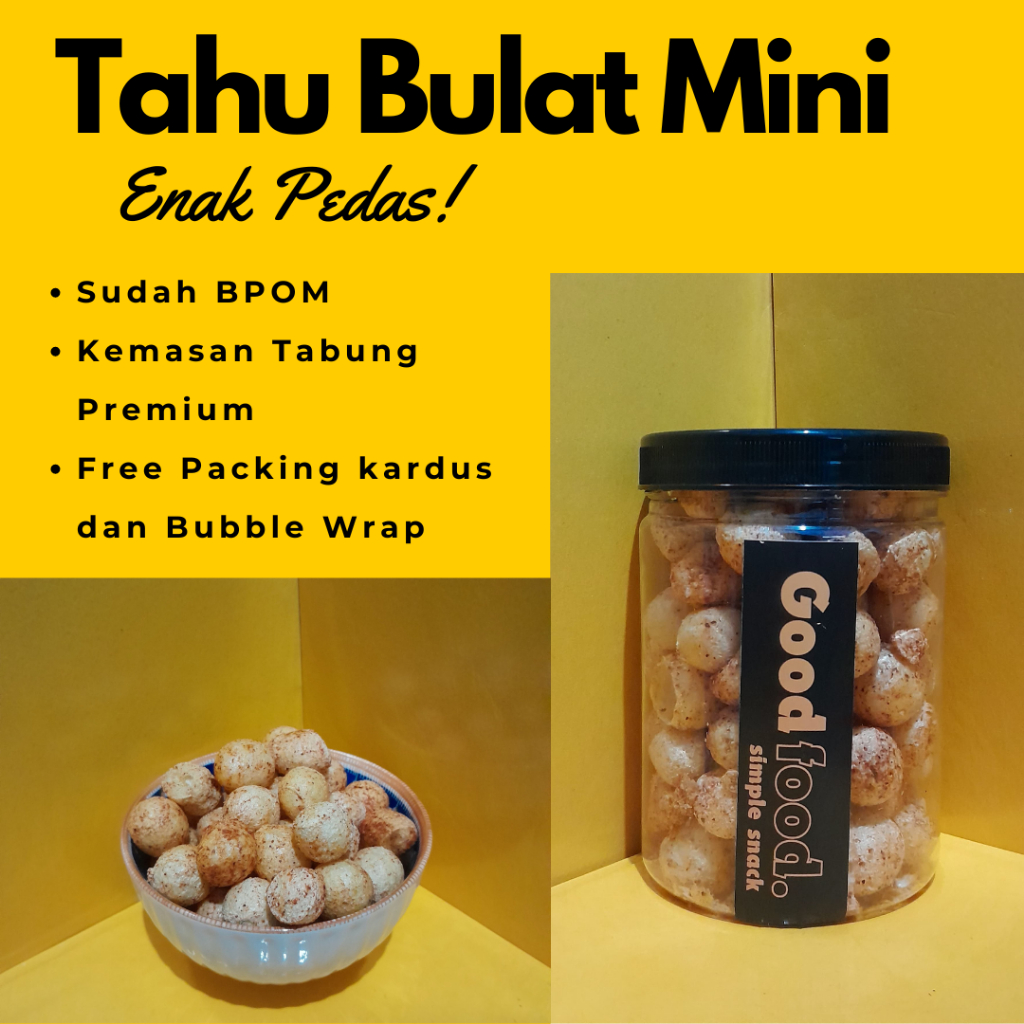 

GOOD Snack Tahu Bulat Mini Enak Pedas Cemilan Makanan Ringan Kemasan 800ml Termurah Berkualitas