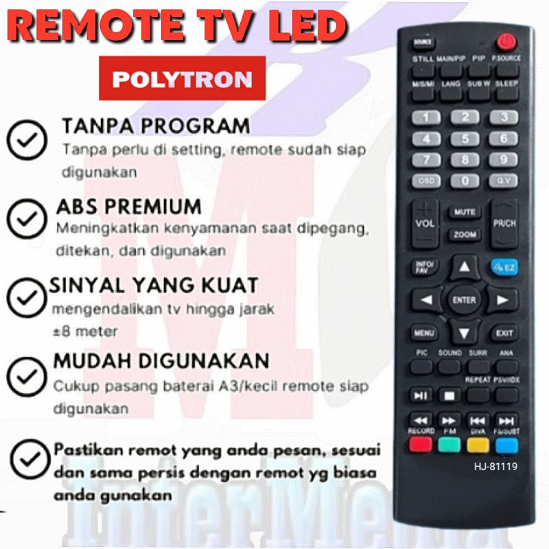 REMOTE REMOT TV LED LCD POLYTRON 811191 REMOTE TV LED POLYTRON DIGITAL DAN ANALOG 811191