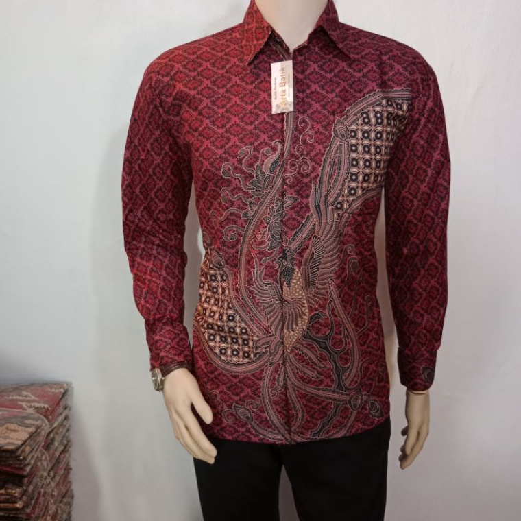 KODE I52C kemeja batik Phoenix merah maroon original arta batik super KODE 8 l batik premium l batik