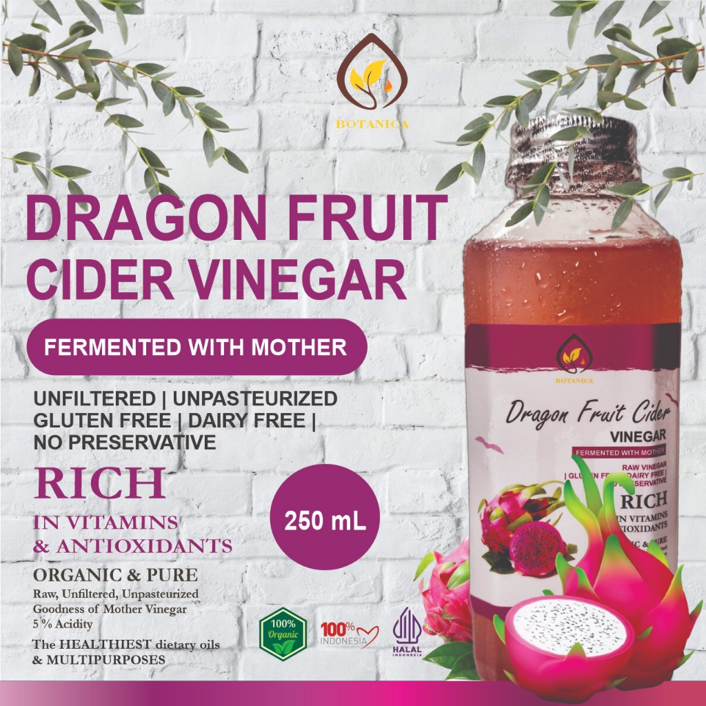 

Botanica Cuka Buah Naga 250 ml dengan Endapan Mother Fermentasi Probiotik Dragon Fruit Cider Vinegar
