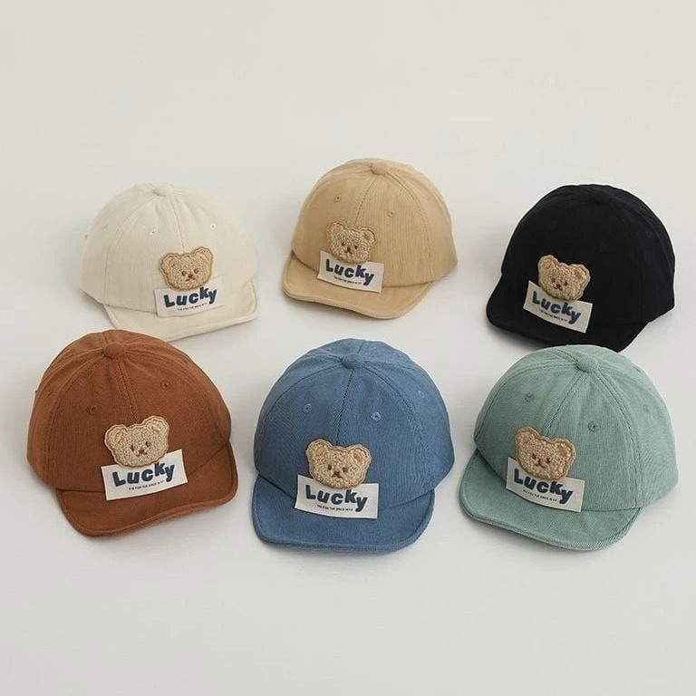 KODE H85O Topi baseball pet bayi Anak Lucky bear beruang premium baby cap