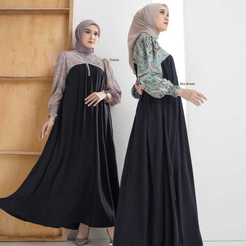 DR131| CASANOVA DRESS / IRANDA DRESS by Nadheera Luxury [ NEW -  ND Black Plain Series ] Gamis Nadhe